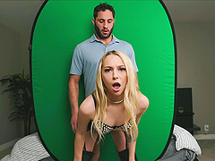Skinny blonde Lily Larimar rides Damon Dice’s big cock in a steamy scene