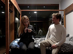 Ema and Scarlett Taylor in reverse cowgirl pov action with Stephan Rogers