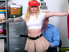 The couple has sex right in the office, with Stevie Moon getting fucked hard.