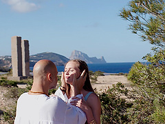 Stacy Cruz and Christian Clay have fun by the pool