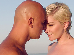 Bald hung Christian Clay fucked Skye Blue by the pool