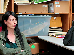 Brunette woman fucks with her boyfriend in the office