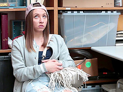 The couple has sex in the office, with Hayden Hennessy getting fucked hard.