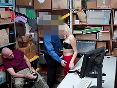 Madison Hart seduces her partner Marcus London in the office setting.