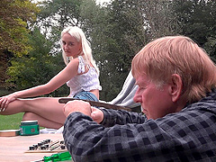 Young vixen seduces silver fox in the great outdoors