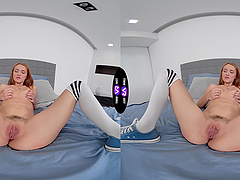 Teen Lucianna's tiny tits and wet pussy shine in a hot sock-clad solo session