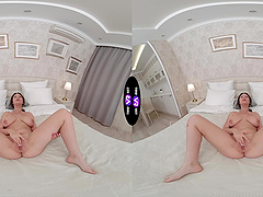 Teen Lola Bredly strokes her huge naturals in tiny shorts