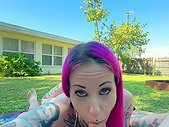 Bold and tatted Lady Lazarus indulges in a steamy alfresco tryst with sulky Dick Wolff