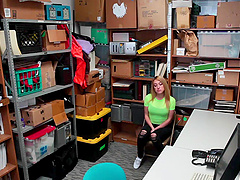 Blond bombshells Ryan & Alexa heat up the office in a steamy clothed romp