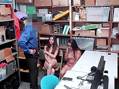 Thick-glassed vixen meets suit-clad studs in a raunchy office threesome
