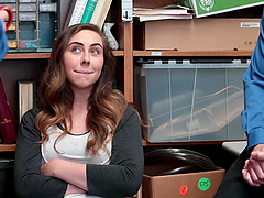 Office hottie Lexi gives Wrex a sloppy BJ before the threesome in lingerie