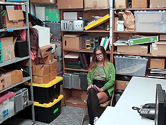 Blondie Dakota flaunts her curves & big boobs in the office