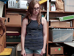 Teeny bikini babes Wrex & Gracie give the best BJs in their short-shorts at work