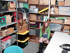 Ava's lusty lips wrap around Justin's thick cock in a steamy office hookup