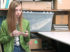 Ava's lusty lips wrap around Justin's thick cock in a steamy office hookup