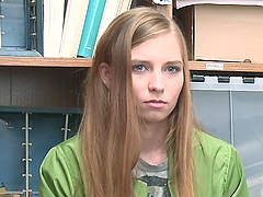 Ava's lusty lips wrap around Justin's thick cock in a steamy office hookup