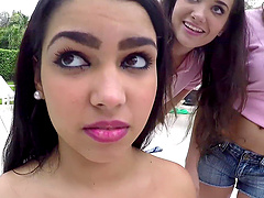 Bold babes Jade, Marsha & Gia get wild by the pool in tiny shorts