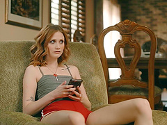 Scarlet's tiny titties bouncing in Cowboy Codey's face