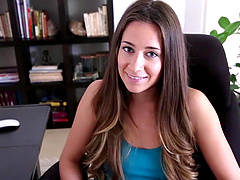 Brunette babe Cassidy Klein sucks off dirty talker Tony in raunchy POV doggy