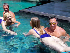 Katie and Kenzie get nasty in the pool with Johnny