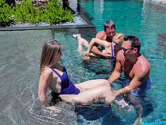 Katie and Kenzie get nasty in the pool with Johnny