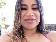 Busty Mila devours Stoney's cock in a steamy beach romp