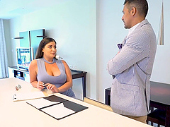 Curvy MILF Katrina flaunts her huge assets in stilettos