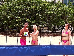 Bold babes Dillion & Chanel join Aubrey in a steamy poolside bikini bash