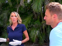 Blond milf is having sex with her best friend