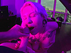 Teen Sammie's massive naturals in POV closeup
