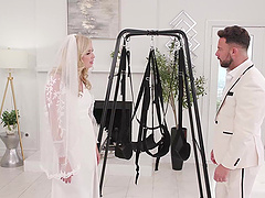 Lexi's sleek bald pussy devoured by Seth in a steamy wedding night