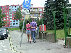 Young Russian Natalia teases with pigtails as she pleasures both men in a wild threesome