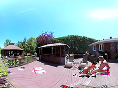 Sexy Shana and wild Heidi in a steamy bikini fling with a raunchy four-way orgy by the pool