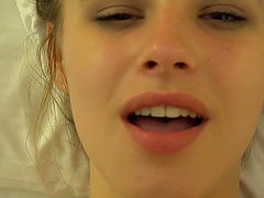 Teen Jillian's POV: Shaven pussy and perky naturals