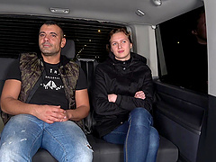 Brunette Tina rides her man in a steamy roadside tryst