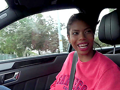 Ebony vixen Nia Nacci gets naughty in a car with her man