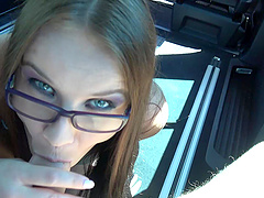 Brunette Wendy's steamy blowjob in the car turns into a wild CFNM orgy