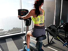 Asian Thai cutie gives sensual BJ at sports gym