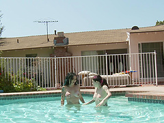 Tatted Temptresses: Jo & Brit Lustfully Lap Lesbians in a Punky Poolside Bash