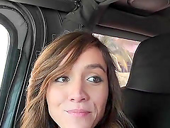 Couple having sex in a car in POV video.