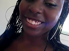 Ebony babe in an interracial hardcore fuck with a big rod.