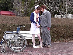 Slutty asian nurse in a hardcore outdoors fuck with a patient.