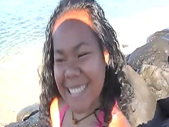 Appealing brunette awarding her dude thrilling handjob in reality shoot in the car