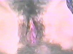 Hot retro scene along brunette with hairy pussy getting nailed cowgirl style