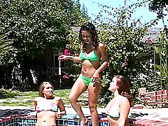 Fascinating lesbian cowgirls enjoying a wild groupsex party outdoors