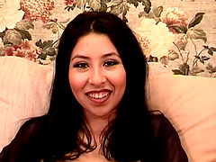 Flirty Asian in nylon stockings moaning as her hairy pussy is eaten out