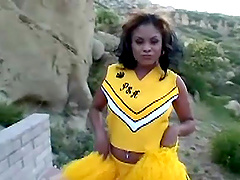 A big black cock for a fun loving cheerleader in a close up shoot