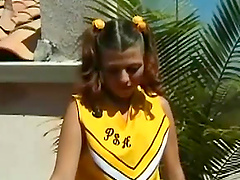 Horny cheerleadr getting a hardcore punishment in a pool