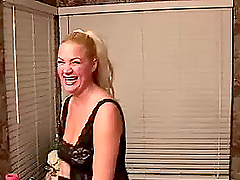 Blonde getting facial cock juices after cock and balls sucking