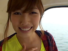 Aiko Sunakawa gives a blowjob while jumping on a dick